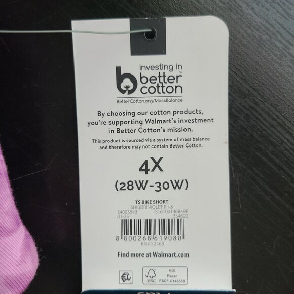 Terra & Sky Women’s Plus Biker Shorts 9" Inseam Shibori Violet Pink Size 4X - Picture 4 of 7